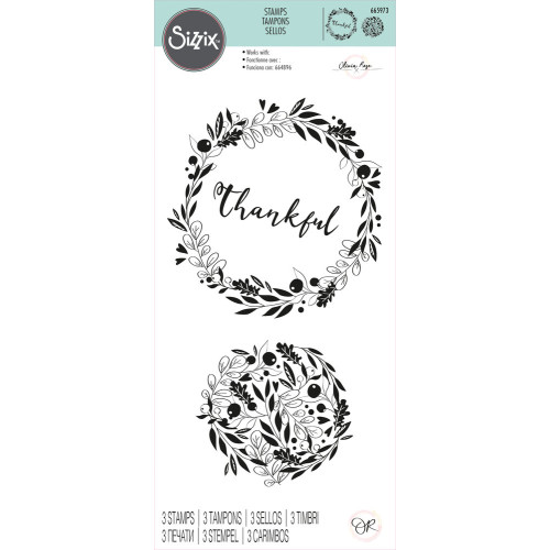 Прозрачни Печати - Sizzix Thankful Wreaths, 3 Броя